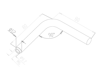 Handrail 90 Deg Stem - Model 0541 CAD Drawing